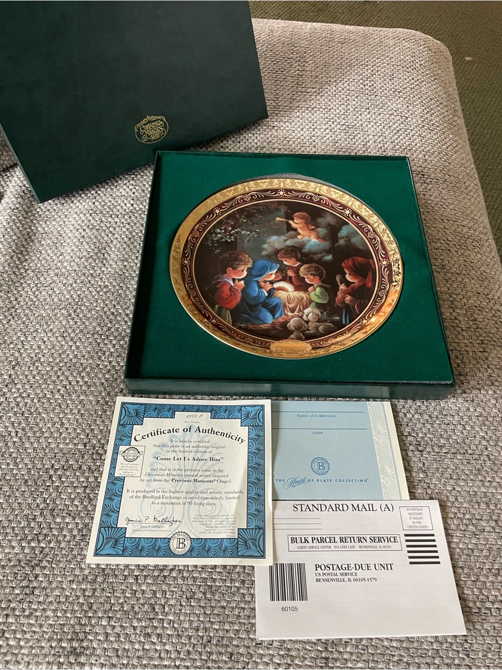 Precious Moments "Come Let Us Adore Him" Christmas Plate 2000 #2453 A